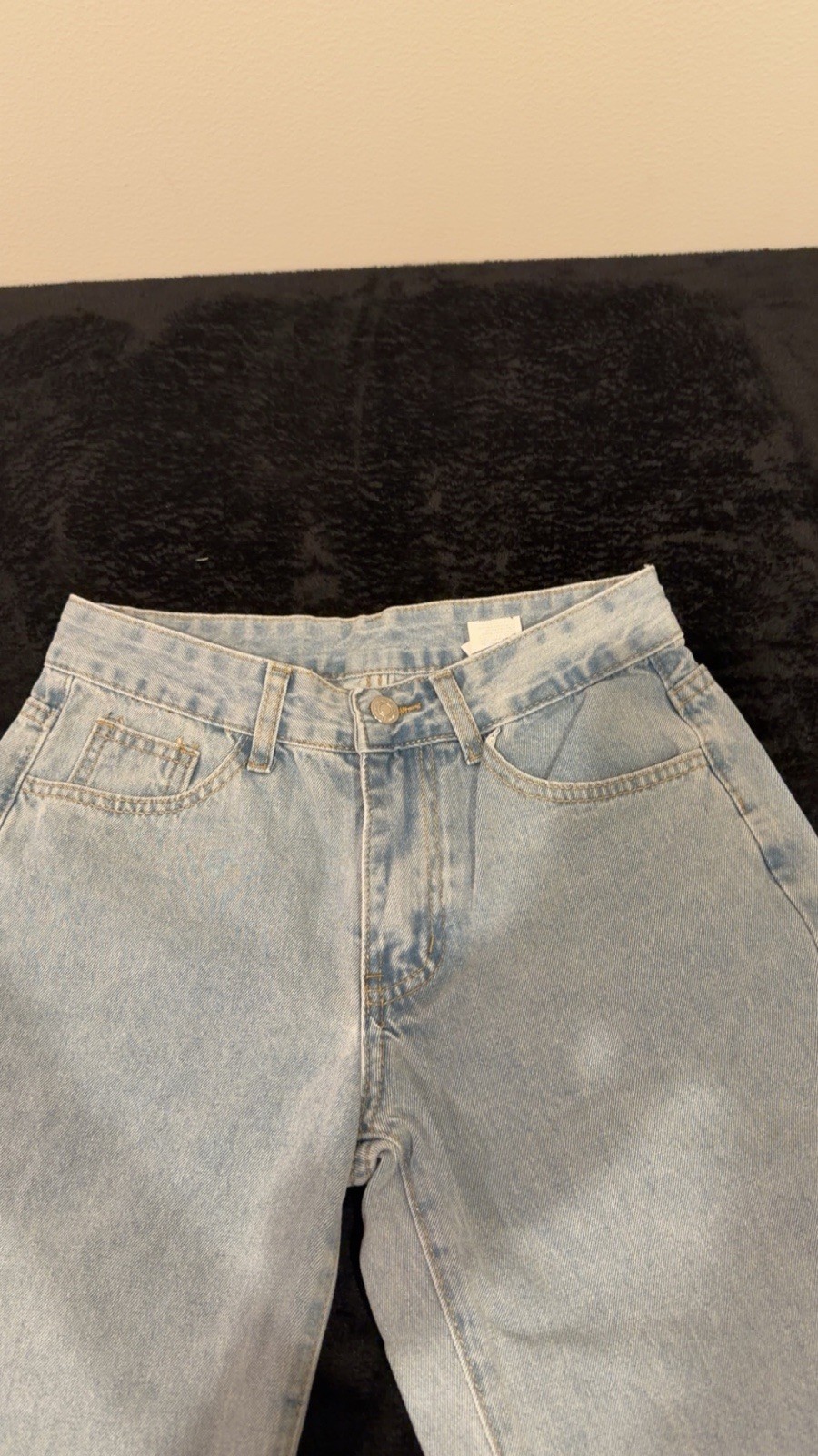 Light Blue Denim Women's Jeans 5-Pocket Button Zip Pockets Solid XS
