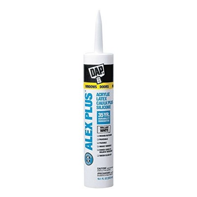 Dap 18101 ALEX PLUS Acrylic Latex Caulk Plus Silicone White 10.1-oz Cartridge