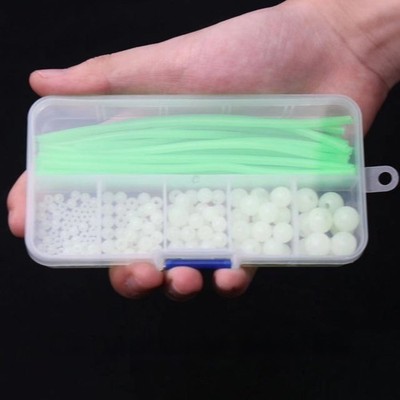 Fishing Beads Kit 170PCS Glow Effect Silicone Tube Stoppers for Anglers