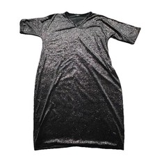 Story Teller Plus Size 2X Black Glitter Sheath Knee Length Dress V-Neck