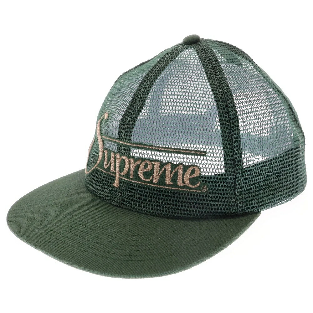 Casquette de baseball Supreme 23Ss maille 6 panneaux logo brodé couleur verte AC654