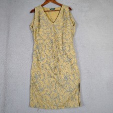 Prana Ecotropics Dress Women's S Yellow Blue Floral 100% Organic Cotton Outdoor