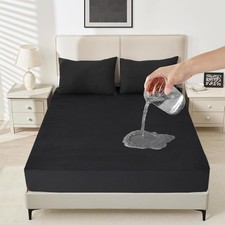 Waterproof Mattress Protector Queen Size, Noiseless Mattress Cover with 18" Deep