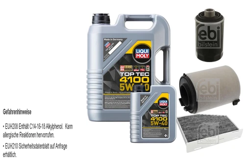Pacchetto ispezione Febi 6L LIQUI MOLY Top Tec 4100 5W-40 per Seat Altea XL 5P5-