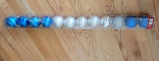12 Shatterproof Blue  Silver Christmas Ball Ornaments Glitter Swirl Holiday Set