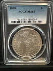 1898 P Morgan Silver Dollar PCGS MS61 Nice Looking