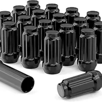 12mmx1.25 Wheel Lug Nuts, 1.38'' Long 20PCS M12x1.25 Black Thread XL Spline Lug N