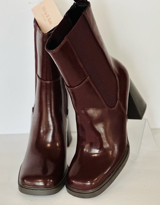 Olivia & Kate Burgundy Block Heel Ankle Boots NWT Olivia & Kate