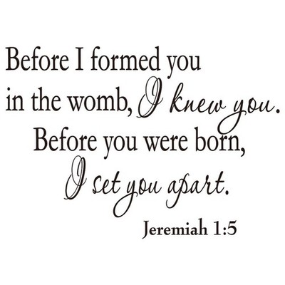  Jeremia 1: 5 Bevor ich dich im Mutterleib gebildet habe, wusste ich dich