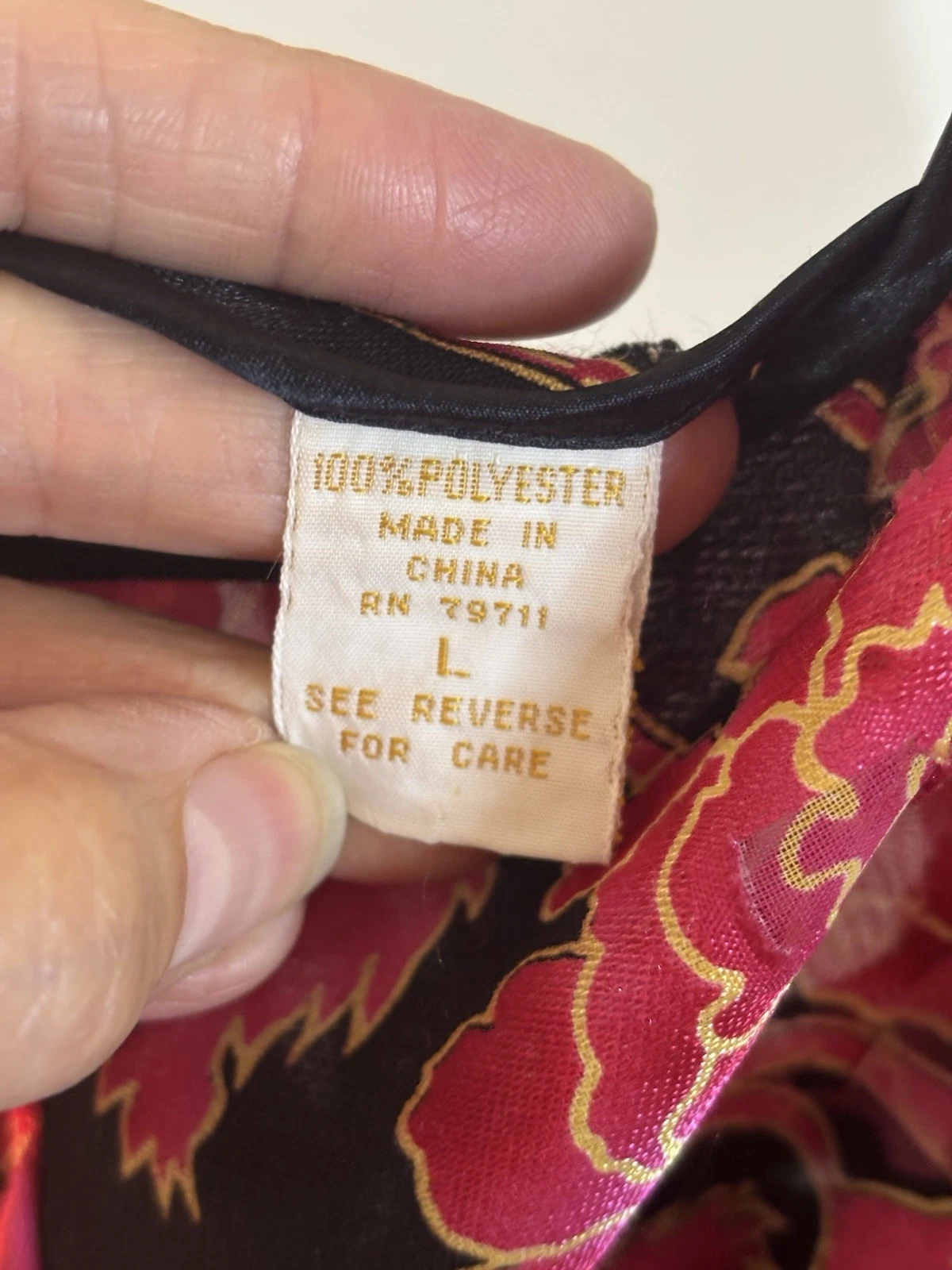 UNDERCOVER Abito vintage Victoria’s Secret rosso rosa nero asiatico floreale lunghezza intera M etichetta oro