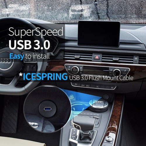 USB 3.0 Male to Female AUX Flush Mount Extension Cable for Car Truck black - Afbeelding 6 van 7