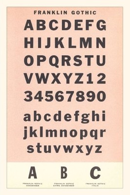 Vintage Journal Font Sample Chart, Franklin Gothic by Found Image Press (English