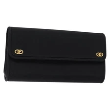 GUCCI Clutch Bag Canvas Black Gold Auth yk18984