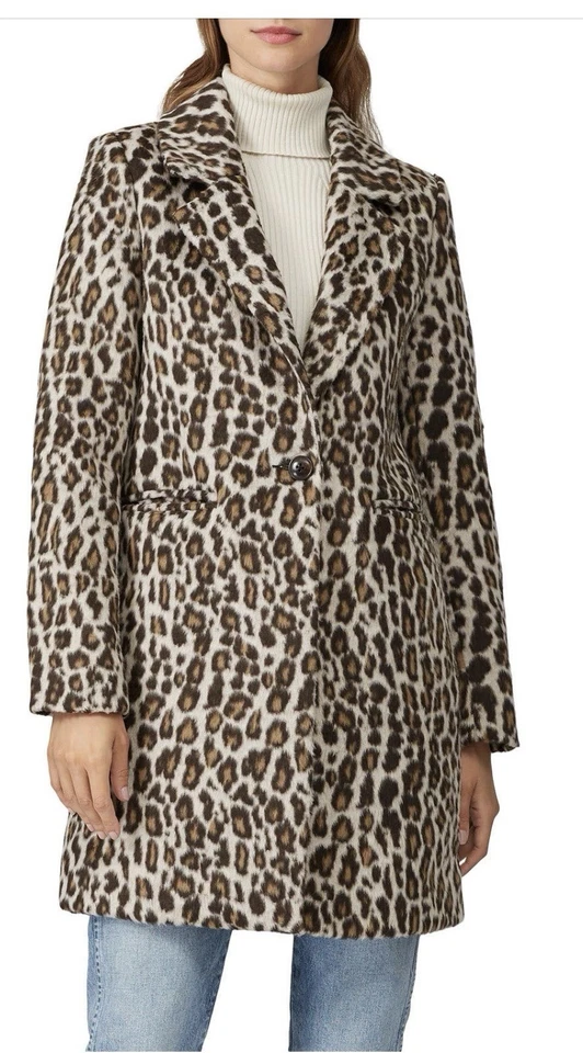 Abrigo para mujer Slate & Willow estampado de leopardo 100 % lana talla M Foto 4 de 4