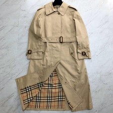 BURBERRY 90s Nova Check Belted Trench Coat Beige White Tag S Vintage Authentic