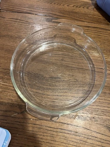 VTG PYREX 9 In Round Casserole , Clear, No lid, 2 Inch Deep