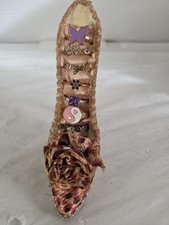 High Heel Shoe Ring Holder Jewelry Display Leopard Fabric Decorative Shoe Organi
