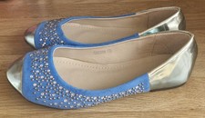 Krasceva Blue & Silver Ballet Pumps Shoes Size 3