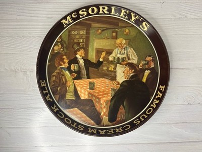Vintage 1936 McSorley's Famous Cream Stock Ale 12'' Bar Tray Rare