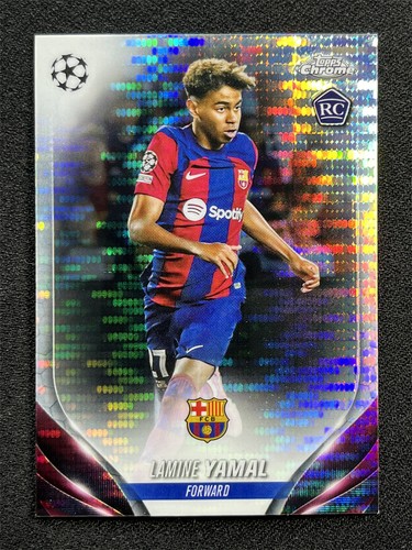 2023-24 Topps Chrome UEFA Lamine Yamal #64 Pulsar Refractor Rookie RC Barcelona