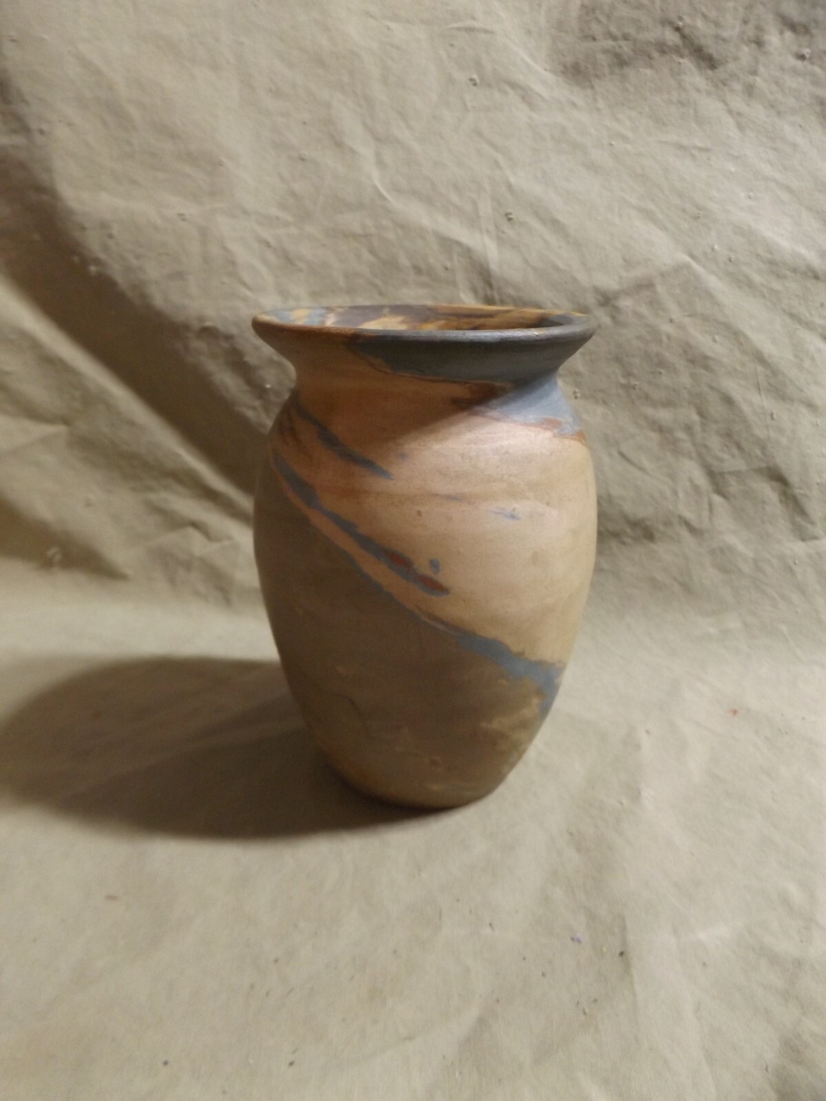 Vintage Native American Pottery Vase Dip Glazed Earthenware 5.25x3.5