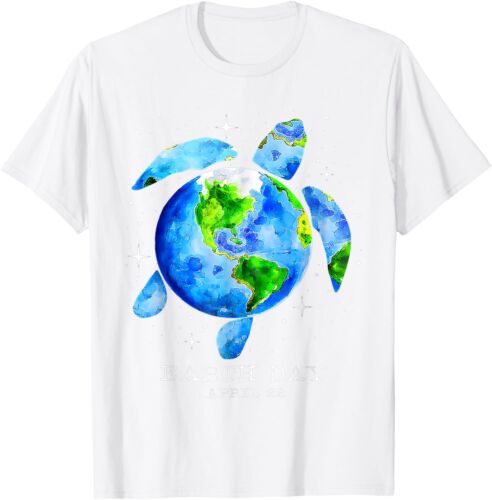 Earth Day 2025 Restore Earth Sea Turtle Art Save the Planet T-Shirt Hoodie - Picture 18 of 19