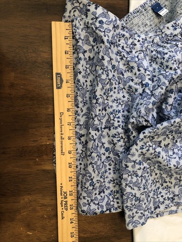 Old Navy Top Womens Medium Blue Paisley Print Short Sleeve - Picture 9 of 9