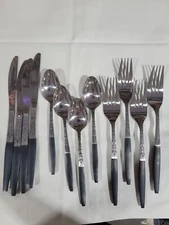 Interpur INR2 Stainless Black Wood Handle 12 pcs MCM Flatware forks spoons Knive