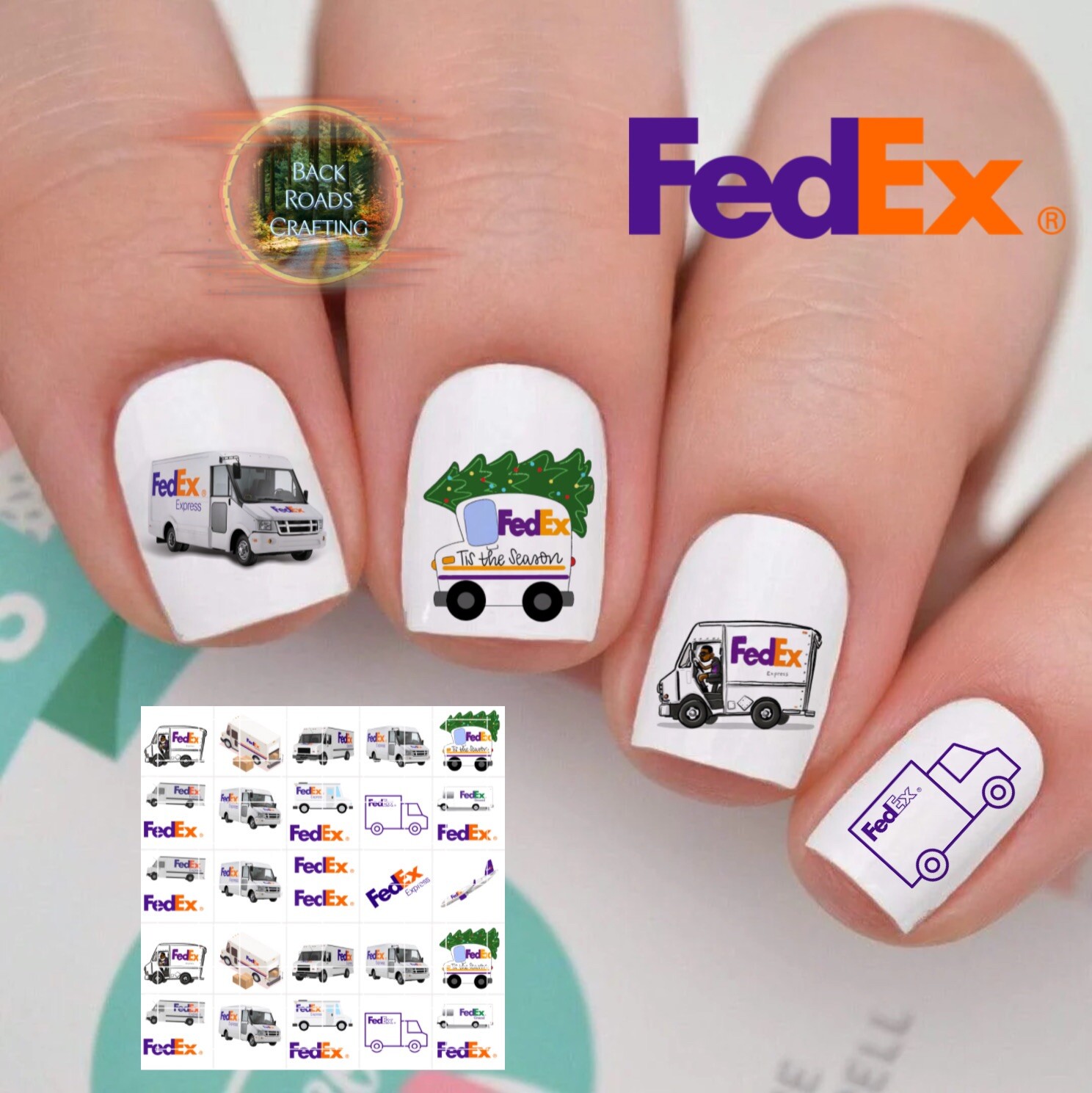 Fed Ex Fedex Waterslide Nail Art Decals Set Of 50 Instructions and Bonus
