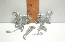 Unpainted Pewter Kit Pair Medieval Knights Horses Spears Knives Very Detailed