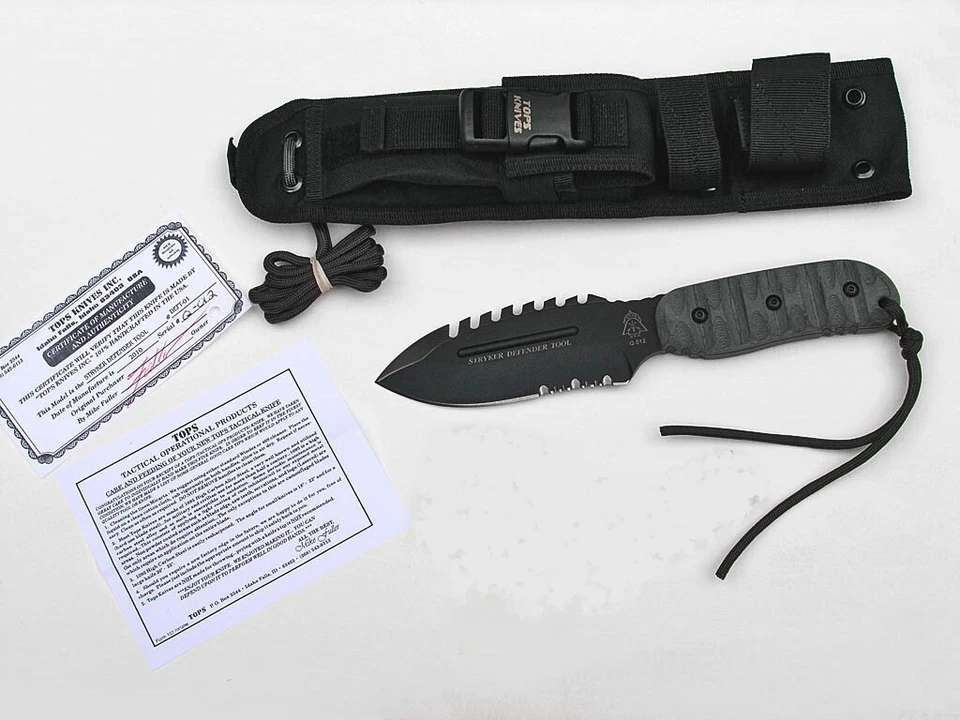 Tops USA TPDEFT01 Stryker Defender Herramienta Hoja Fija Cuchillo Acero al Carbono Micarta Foto 2 de 4