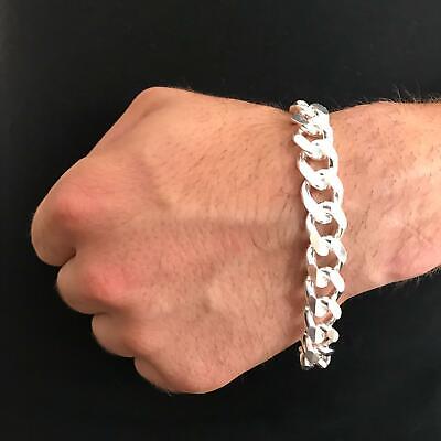 bracelet 13mm chain silver mens cuban link