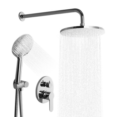 Shower Faucet System Polished Sliver Shower Kit Spray Shower Head Shower Set--