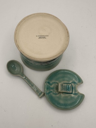 By Anthropologie Old Havana Sugar Pot Bowl W Lid & Spoon Made In Portugal - Picture 7 of 11