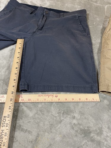 (2) Weatherproof Mens 38 Shorts Blue, Tan Cargo Mid Rise Elastic Waistband - Picture 4 of 21