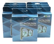 Gelid PCI Slot Fan Holder - Lot of 7 Dual Slim 12 UV Blue Fan SL-PCI-02