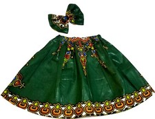 2 Pcs African Ankara Dashiki Print Girls Skirt Clip Bow.18-24 months, 3t/4t, 4/5
