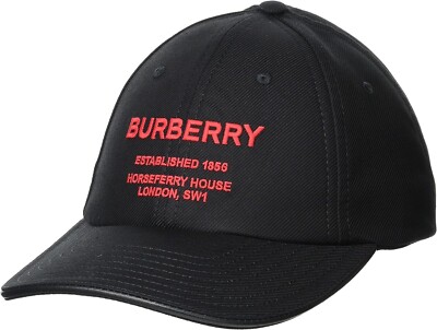 BURBERRY Baseball Cap Horse Ferry Motif Cotton Black 8043040
