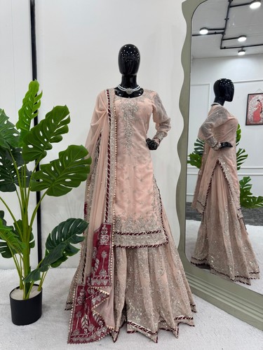 Indian Salwar Kameez Pakistani Salwar Suit Designer Suit Kurta Sharara Party - Picture 4 of 9