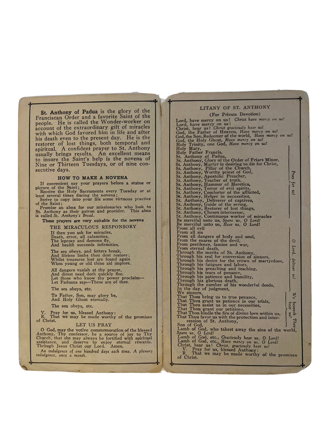 Vintage Novena Prayers To St Anthony of Padua 4 Page Pamphlet Catholic Ephemera eBay