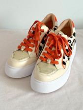 Moda in Pelle 'Avabelle' Trainers - Natural/Leopard - Leather - New no Box - UK3