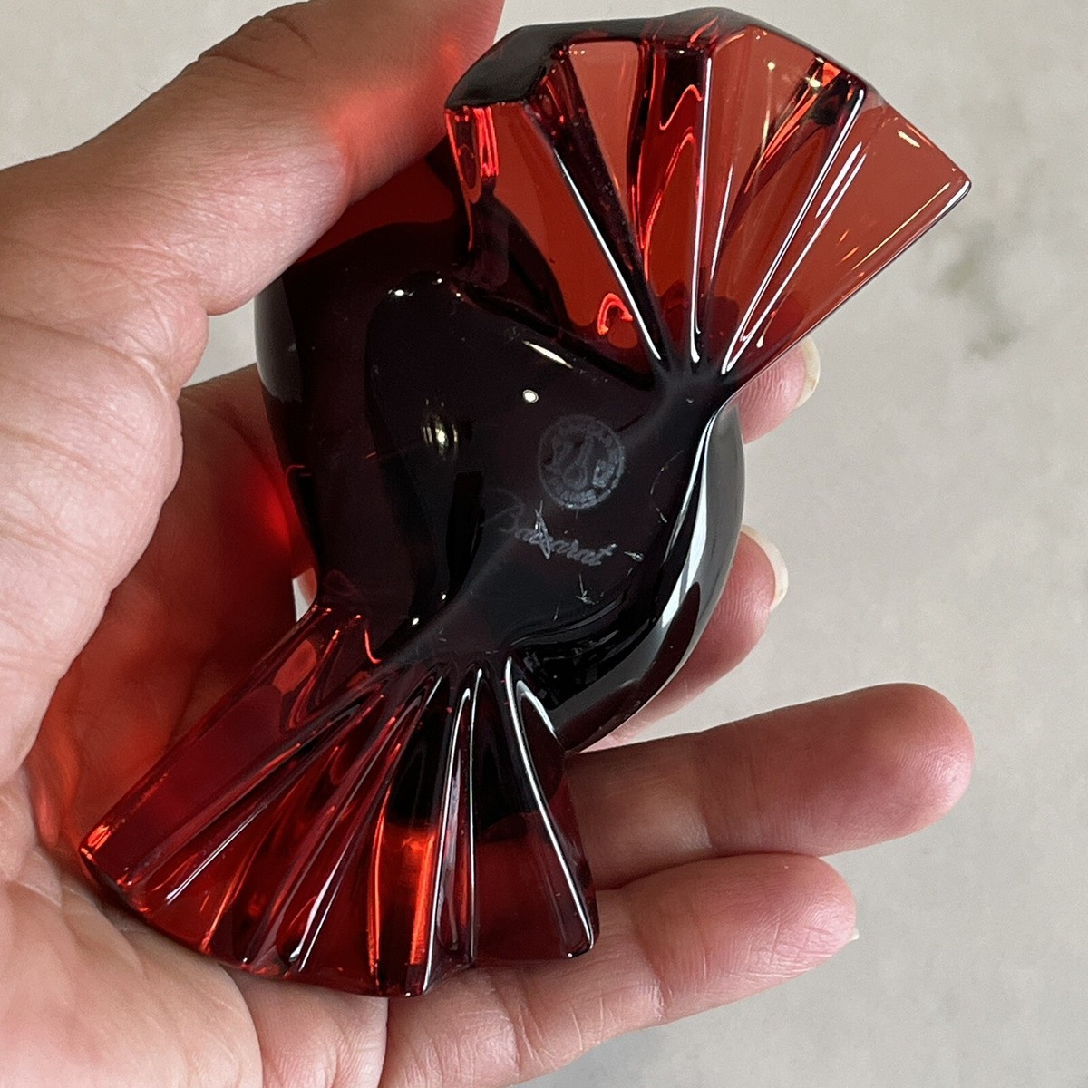 Baccarat Love Birds Red Crystal Figurine, brand stamped on bottom