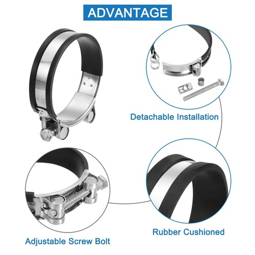 T-Bolt Hose Clamp A2 Steel 17mm - 65mm Adjustable Rubber Lined Hose Pipe Clamp - Picture 4 of 61