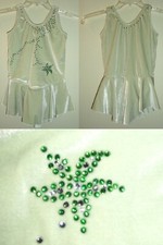 Dance Skating Skater Party Dress Pale green w/ 130 Swarovski crystals Girls S 6