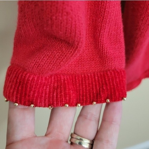 Vintage Quacker Factory Red American Flag & Star Sequined V-neck Sweater size 1X - Picture 4 of 6
