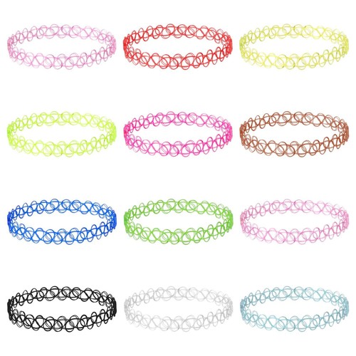 12 Pièces Collier Gothique Tatouage Au Extensible Élastique Valeur