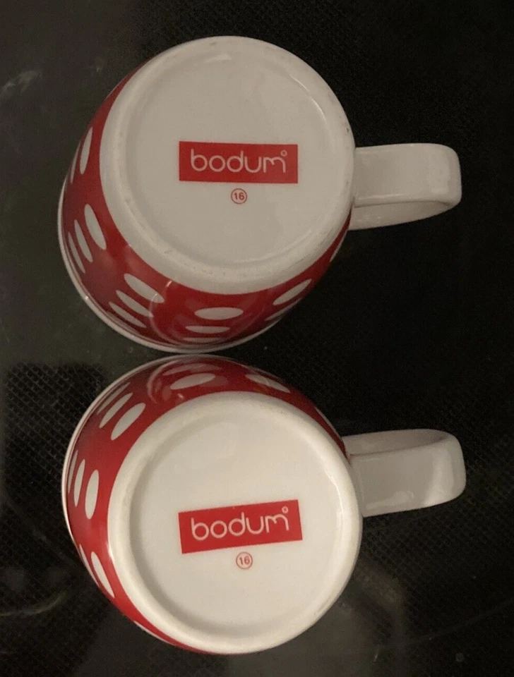 Керамические кофейные кружки BODUM красно-белые горошек набор из 2 - Изображение 2 из 4
