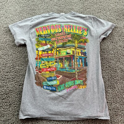 Nervous Nellies Shirt Mens S Gray Green Fort Myers Beach Crazy Water Front FLAW