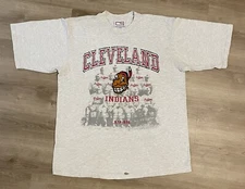 VTG Cleveland Indians T-Shirt Original Chief Wahoo Logo Tee Large (flawed)