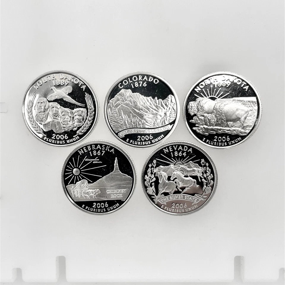 2006 S 5 Coin Year Set 50 States US Quarter 25c Gem Deep Cameo Proof 90% Silver - Image 3 of 4